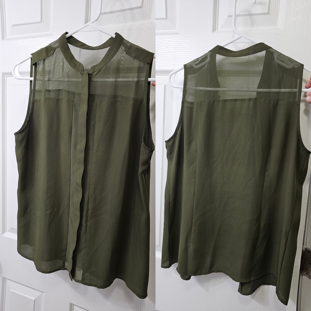 Olive Green Sleeveless Blouse